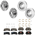KIT-073024-7182 4-Wheel Set Front and Rear Brake Disc and Pad Kit, Plain Surface 5 Lugs Front-295.91 mm/Rear-288.04 mm Ceramic FWD, Includes (4) Brake Disc and (2) Brake Pad Set