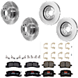 KIT-073024-7185 4-Wheel Set Front and Rear Brake Disc and Pad Kit, Plain Surface 5 Lugs Front-295.91 mm/Rear-288.04 mm Ceramic FWD, Includes (4) Brake Disc and (2) Brake Pad Set
