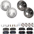KIT-073024-7202 4-Wheel Set Front and Rear Brake Disc and Pad Kit, Cross-drilled and Slotted 5 Lugs Front-319 mm/Rear-288.04 mm Ceramic, Includes (2) Brake Pad Set and (4) Brake Disc