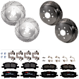 KIT-073024-7203 4-Wheel Set Front and Rear Brake Disc and Pad Kit, Cross-drilled and Slotted 5 Lugs Front-319 mm/Rear-288.04 mm Ceramic, Includes (2) Brake Pad Set and (4) Brake Disc