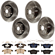 KIT-073024-7215 Front and Rear Brake Disc and Pad Kit, Plain Surface, 5 Lugs, Front-344.93 mm/Rear-314.96 mm, Front-Ceramic/Rear-Semi-Metallic