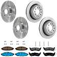 KIT-073024-7242 4-Wheel Set Front and Rear Brake Disc and Pad Kit, Plain Surface 5 Lugs Front-305.05 mm/Rear-294.89 mm Ceramic, Includes (4) Disc and (2) Pad Set