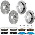KIT-073024-7251 4-Wheel Set Front and Rear Brake Disc and Pad Kit, Plain Surface 5 Lugs Front-305.05 mm/Rear-333.76 mm Ceramic, Includes (4) Brake Disc and (2) Brake Pad Set