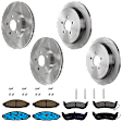 KIT-073024-7254 4-Wheel Set Front and Rear Brake Disc and Pad Kit, Plain Surface 5 Lugs Front-305.05 mm/Rear-333.76 mm Ceramic, Includes (4) Brake Disc and (2) Brake Pad Set
