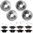 KIT-073024-7271 4-Wheel Set Front and Rear Brake Disc and Pad Kit, Cross-drilled and Slotted 5 Lugs Front-277.88 mm/Rear-264.92 mm Front-Ceramic/Rear-Semi-Metallic, Includes (4) Brake Disc and (2) Brake Pad Set