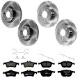 KIT-073024-7277 Front and Rear Brake Disc and Pad Kit, Plain Surface, 5 Lugs, Front-299.97 mm/Rear-279.91 mm, Front-Ceramic/Rear-Semi-Metallic
