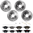 KIT-073024-7288 4-Wheel Set Front and Rear Brake Disc and Pad Kit, Cross-drilled and Slotted 5 Lugs Front-277.88 mm/Rear-264.92 mm Semi-metallic, Includes (4) Brake Disc and (2) Brake Pad Set