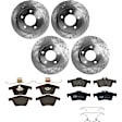 KIT-073024-7302 4-Wheel Set Front and Rear Brake Disc and Pad Kit, Cross-drilled and Slotted 5 Lugs Front-277.88 mm/Rear-264.92 mm Front-Ceramic/Rear-Semi-Metallic, Includes (4) Brake Disc and (2) Brake Pad Set
