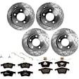 KIT-073024-7306 4-Wheel Set Front and Rear Brake Disc and Pad Kit, Cross-drilled and Slotted 5 Lugs Front-277.88 mm/Rear-264.92 mm Front-Ceramic/Rear-Semi-Metallic, Includes (4) Brake Disc and (2) Brake Pad Set