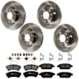 KIT-073024-7379 4-Wheel Set Front and Rear Brake Disc and Pad Kit, Plain Surface 5 Lugs Front-298.45 mm/Rear-279.91 mm Ceramic, Includes (2) Brake Pad Set and (4) Brake Disc