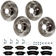 KIT-073024-7381 4-Wheel Set Front and Rear Brake Disc and Pad Kit, Plain Surface 5 Lugs Front-298.45 mm/Rear-279.91 mm Ceramic, Includes (2) Brake Pad Set and (4) Brake Disc