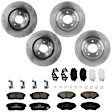 KIT-073024-7479 Front and Rear Brake Disc and Pad Kit, Plain Surface, 5 Lugs, Front-323.09 mm/Rear-300.99 mm, Front-Semi-Metallic/Rear-Ceramic