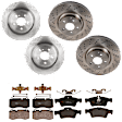 KIT-073024-7674 4-Wheel Set Front and Rear Brake Disc and Pad Kit, Front-Cross-Drilled/Rear-Plain Surface 5 Lugs Front-335.03 mm/Rear-299.97 mm Front-Semi-Metallic/Rear-Ceramic, Includes (4) Disc and (2) Pad Set