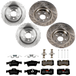 KIT-073024-7677 4-Wheel Set Front and Rear Brake Disc and Pad Kit, Front-Cross-Drilled/Rear-Plain Surface 5 Lugs Front-335.03 mm/Rear-299.97 mm Semi-metallic, Includes (4) Brake Disc and (2) Brake Pad Set