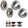 KIT-073024-7703 4-Wheel Set Front and Rear Brake Disc and Pad Kit, Plain Surface 5 Lugs Front-299.97 mm/Rear-290.07 mm Semi-metallic, Includes (4) Disc and (2) Pad Set