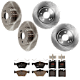 KIT-073024-7705 4-Wheel Set Front and Rear Brake Disc and Pad Kit, Plain Surface 5 Lugs Front-299.97 mm/Rear-290.07 mm Semi-metallic, Includes (4) Disc and (2) Pad Set
