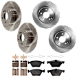 KIT-073024-7708 4-Wheel Set Front and Rear Brake Disc and Pad Kit, Plain Surface 5 Lugs Front-299.97 mm/Rear-290.07 mm Semi-metallic, Includes (4) Disc and (2) Pad Set