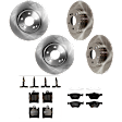 KIT-073024-7709 4-Wheel Set Front and Rear Brake Disc and Pad Kit, Plain Surface 5 Lugs Front-299.97 mm/Rear-290.07 mm Semi-metallic, Includes (4) Disc and (2) Pad Set