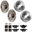 KIT-073024-7710 4-Wheel Set Front and Rear Brake Disc and Pad Kit, Plain Surface 5 Lugs Front-299.97 mm/Rear-290.07 mm Semi-metallic, Includes (4) Brake Disc and (2) Brake Pad Set