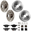KIT-073024-7711 4-Wheel Set Front and Rear Brake Disc and Pad Kit, Plain Surface 5 Lugs Front-299.97 mm/Rear-290.07 mm Semi-metallic, Includes (4) Disc and (2) Pad Set
