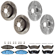 KIT-073024-8065 4-Wheel Set Front and Rear Brake Disc and Pad Kit, Plain Surface 5 Lugs Front-305.05 mm/Rear-294.89 mm Ceramic, Includes (2) Brake Pad Set and (4) Brake Disc