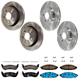 KIT-073024-8066 4-Wheel Set Front and Rear Brake Disc and Pad Kit, Plain Surface 5 Lugs Front-305.05 mm/Rear-294.89 mm Ceramic, Includes (2) Brake Pad Set and (4) Brake Disc
