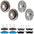 KIT-073024-8069 4-Wheel Set Front and Rear Brake Disc and Pad Kit, Plain Surface 5 Lugs Front-305.05 mm/Rear-294.89 mm Ceramic, Includes (2) Brake Pad Set and (4) Brake Disc