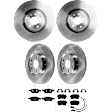 KIT-073024-845 4-Wheel Set Front and Rear Brake Disc and Pad Kit, Plain Surface 5 Lugs Front-356.11 mm/Rear-329.95 mm Semi-metallic, Includes (2) Brake Pad Set and (4) Brake Disc