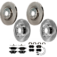 KIT-073024-850 4-Wheel Set Front and Rear Brake Disc and Pad Kit, Plain Surface 5 Lugs Front-344.93 mm/Rear-329.95 mm Semi-metallic, Includes (2) Brake Pad Set and (4) Brake Disc