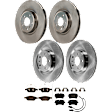 KIT-073024-851 4-Wheel Set Front and Rear Brake Disc and Pad Kit, Plain Surface 5 Lugs Front-344.93 mm/Rear-329.95 mm Semi-metallic, Includes (2) Brake Pad Set and (4) Brake Disc