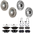 KIT-073024-852 4-Wheel Set Front and Rear Brake Disc and Pad Kit, Plain Surface 5 Lugs Front-344.93 mm/Rear-329.95 mm Semi-metallic, Includes (2) Brake Pad Set and (4) Brake Disc