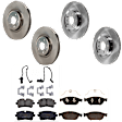 2018 Audi A6 - 4-Wheel Set Front and Rear Brake Disc and Pad Kit, Plain Surface, 5 Lugs, Front-344.93 mm/Rear-329.95 mm, Semi-metallic, 35mm Front Disc and 330mm Rear Disc, 2.0L 4Cyl,  Includes (4) Disc and (2) Pad Set
