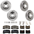 KIT-073024-8587 Front and Rear Brake Disc and Pad Kit, Plain Surface 5 Lugs Front-320.04 mm/Rear-299.97 mm Front-Ceramic/Rear-Semi-Metallic