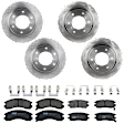 KIT-073024-8613 4-Wheel Set Front and Rear Brake Disc and Pad Kit, Plain Surface 6 Lugs Front-290.07 mm/Rear-299.97 mm Semi-metallic, Includes (4) Brake Disc and (2) Brake Pad Set