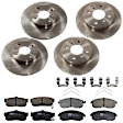 KIT-073024-8644 4-Wheel Set Front and Rear Brake Disc and Pad Kit, Plain Surface 4 Lugs Front-279.91 mm/Rear-258.06 mm Ceramic, Includes (4) Brake Disc and (2) Brake Pad Set