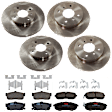 KIT-073024-8649 4-Wheel Set Front and Rear Brake Disc and Pad Kit, Plain Surface 4 Lugs Front-279.91 mm/Rear-258.06 mm Ceramic, Includes (4) Brake Disc and (2) Brake Pad Set