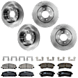 KIT-073024-8673 4-Wheel Set Front and Rear Brake Disc and Pad Kit, Plain Surface 6 Lugs Front-350.01 mm/Rear-320.04 mm Ceramic, Includes (4) Brake Disc and (2) Brake Pad Set