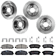 KIT-073024-8675 4-Wheel Set Front and Rear Brake Disc and Pad Kit, Plain Surface 6 Lugs Front-350.01 mm/Rear-320.04 mm Ceramic, Includes (4) Brake Disc and (2) Brake Pad Set