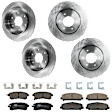 KIT-073024-8680 4-Wheel Set Front and Rear Brake Disc and Pad Kit, Plain Surface 6 Lugs Front-350.01 mm/Rear-320.04 mm Ceramic, Includes (4) Brake Disc and (2) Brake Pad Set