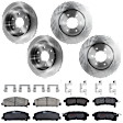 KIT-073024-8681 4-Wheel Set Front and Rear Brake Disc and Pad Kit, Plain Surface 6 Lugs Front-350.01 mm/Rear-320.04 mm Ceramic, Includes (4) Brake Disc and (2) Brake Pad Set