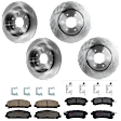 KIT-073024-8682 4-Wheel Set Front and Rear Brake Disc and Pad Kit, Plain Surface 6 Lugs Front-350.01 mm/Rear-320.04 mm Ceramic, Includes (4) Brake Disc and (2) Brake Pad Set