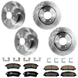KIT-073024-8686 4-Wheel Set Front and Rear Brake Disc and Pad Kit, Plain Surface 6 Lugs Front and Rear-350.01 mm Ceramic, Includes (2) Brake Pad Set and (4) Brake Disc