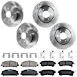 KIT-073024-8687 4-Wheel Set Front and Rear Brake Disc and Pad Kit, Plain Surface 6 Lugs Front and Rear-350.01 mm Ceramic, Includes (2) Brake Pad Set and (4) Brake Disc
