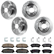 KIT-073024-8688 4-Wheel Set Front and Rear Brake Disc and Pad Kit, Plain Surface 6 Lugs Front and Rear-350.01 mm Ceramic, Includes (2) Brake Pad Set and (4) Brake Disc