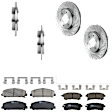 KIT-073024-8691 4-Wheel Set Front and Rear Brake Disc and Pad Kit, Cross-drilled and Slotted 6 Lugs Front-350.01 mm/Rear-320.04 mm Ceramic, Includes (2) Brake Pad Set and (4) Brake Disc