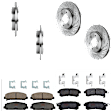 KIT-073024-8694 4-Wheel Set Front and Rear Brake Disc and Pad Kit, Cross-drilled and Slotted 6 Lugs Front-350.01 mm/Rear-320.04 mm Ceramic, Includes (2) Brake Pad Set and (4) Brake Disc