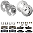 KIT-073024-8724 Front and Rear Brake Disc and Pad Kit, Plain Surface, 5 Lugs, Front and Rear-277.88 mm, Front-Semi-Metallic/Rear-Ceramic
