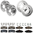 KIT-073024-8725 Front and Rear Brake Disc and Pad Kit, Plain Surface, 5 Lugs, Front and Rear-277.88 mm, Front-Semi-Metallic/Rear-Ceramic