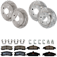KIT-073024-8734 4-Wheel Set Front and Rear Brake Disc and Pad Kit, Cross-drilled and Slotted 5 Lugs Front-277.88 mm/Rear-278 mm Front-Semi-Metallic/Rear-Ceramic, Includes (4) Disc and (2) Pad Set