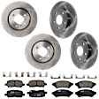 KIT-073024-8800 4-Wheel Set Front and Rear Brake Disc and Pad Kit, Plain Surface 5 Lugs Front-296.93 mm/Rear-270 mm Ceramic, Includes (2) Brake Pad Set and (4) Brake Disc